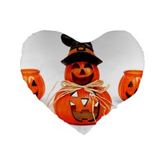 Funny Halloween Pumpkins Standard 16  Premium Heart Shape Cushions by gothicandhalloweenstore