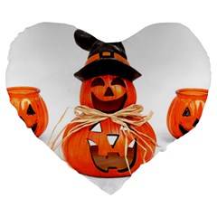 Funny Halloween Pumpkins Large 19  Premium Heart Shape Cushions by gothicandhalloweenstore