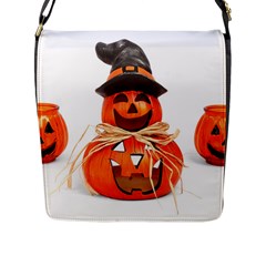 Funny Halloween Pumpkins Flap Messenger Bag (l)  by gothicandhalloweenstore