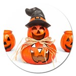 Funny Halloween Pumpkins Magnet 5  (Round) Front