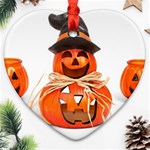 Funny Halloween Pumpkins Heart Ornament (Two Sides) Front