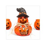 Funny Halloween Pumpkins Small Satin Scarf (Square) Front