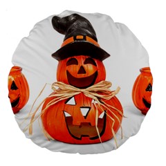 Funny Halloween Pumpkins Large 18  Premium Round Cushions by gothicandhalloweenstore