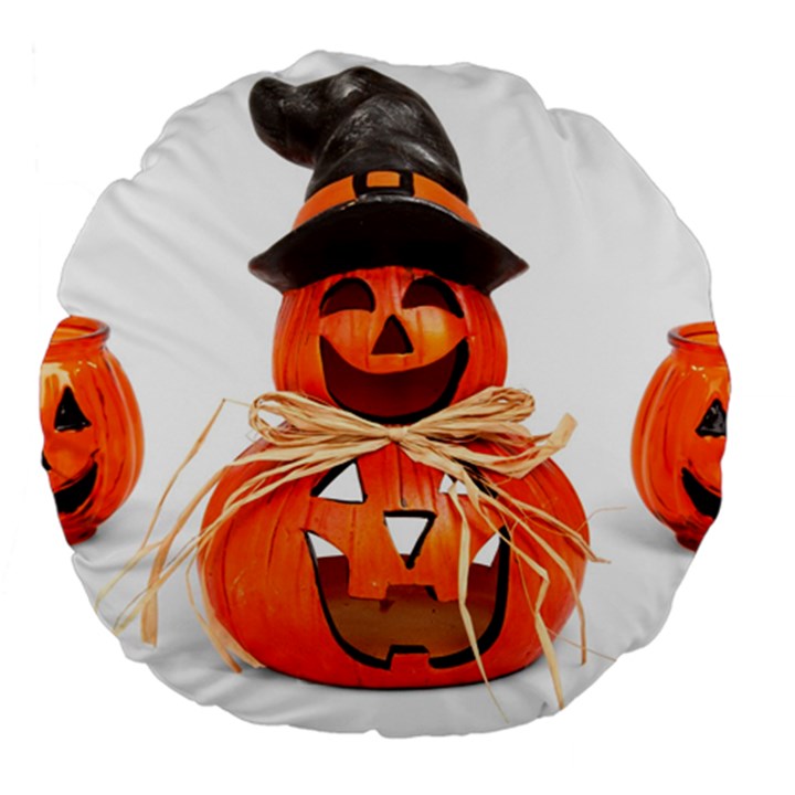 Funny Halloween Pumpkins Large 18  Premium Round Cushions