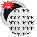 Floral Monkey With Hairstyle 3  Magnets (100 pack) Front