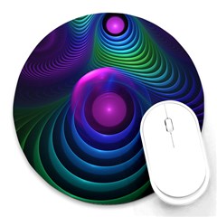 Beautiful Rainbow Marble Fractals In Hyperspace Round Mousepads by jayaprime