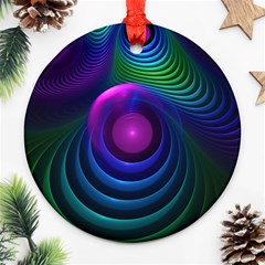 Beautiful Rainbow Marble Fractals In Hyperspace Ornament (round) by jayaprime