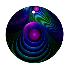 Beautiful Rainbow Marble Fractals In Hyperspace Ornament (round) by jayaprime