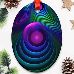 Beautiful Rainbow Marble Fractals In Hyperspace Ornament (oval) by jayaprime