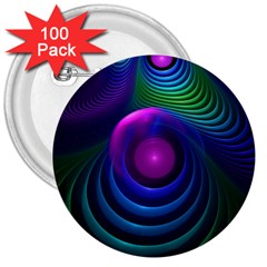 Beautiful Rainbow Marble Fractals In Hyperspace 3  Buttons (100 Pack)  by jayaprime