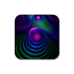 Beautiful Rainbow Marble Fractals In Hyperspace Rubber Coaster (square)  by jayaprime