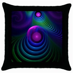 Beautiful Rainbow Marble Fractals In Hyperspace Throw Pillow Case (black) by jayaprime