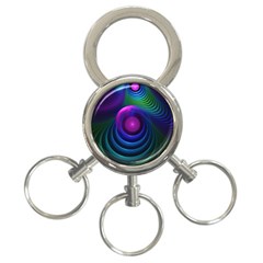 Beautiful Rainbow Marble Fractals In Hyperspace 3-ring Key Chains by jayaprime