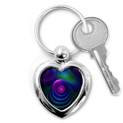 Beautiful Rainbow Marble Fractals In Hyperspace Key Chains (heart)  by jayaprime