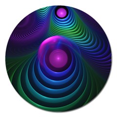 Beautiful Rainbow Marble Fractals In Hyperspace Magnet 5  (round) by jayaprime