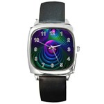 Beautiful Rainbow Marble Fractals in Hyperspace Square Metal Watch Front