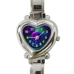 Beautiful Rainbow Marble Fractals In Hyperspace Heart Italian Charm Watch by jayaprime