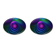 Beautiful Rainbow Marble Fractals In Hyperspace Cufflinks (oval) by jayaprime