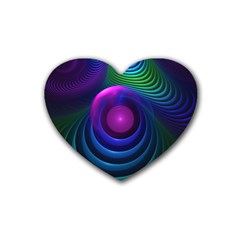 Beautiful Rainbow Marble Fractals In Hyperspace Rubber Coaster (heart)  by jayaprime