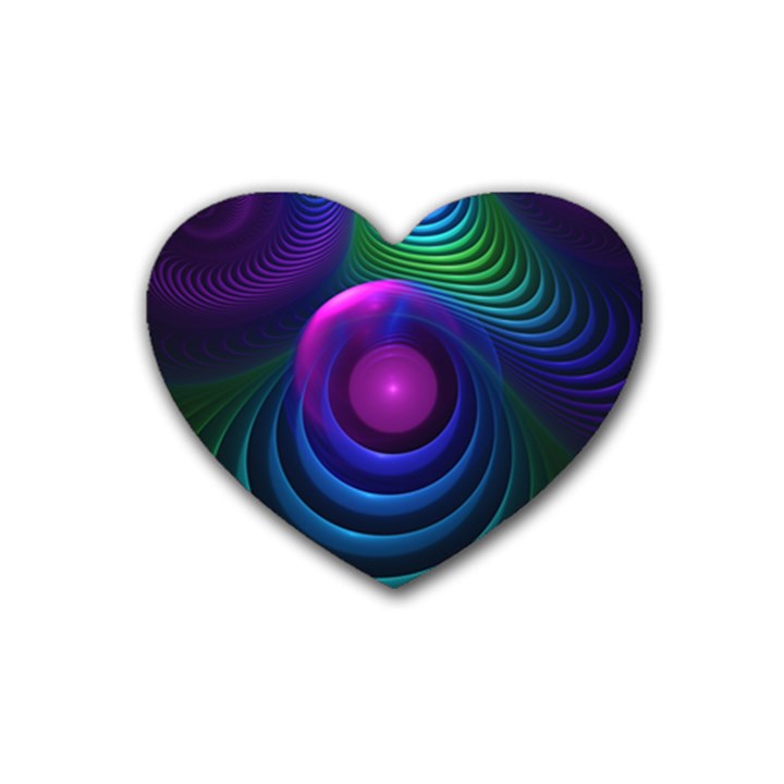 Beautiful Rainbow Marble Fractals in Hyperspace Rubber Coaster (Heart) 