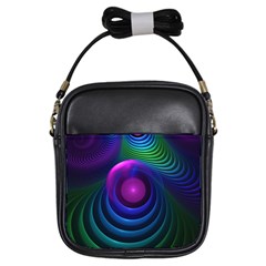 Beautiful Rainbow Marble Fractals In Hyperspace Girls Sling Bags by jayaprime