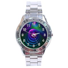 Beautiful Rainbow Marble Fractals In Hyperspace Stainless Steel Analogue Watch by jayaprime