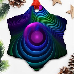 Beautiful Rainbow Marble Fractals In Hyperspace Snowflake Ornament (two Sides) by jayaprime