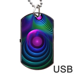 Beautiful Rainbow Marble Fractals In Hyperspace Dog Tag Usb Flash (two Sides) by jayaprime