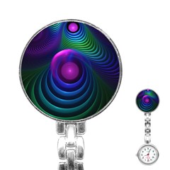 Beautiful Rainbow Marble Fractals In Hyperspace Stainless Steel Nurses Watch by jayaprime