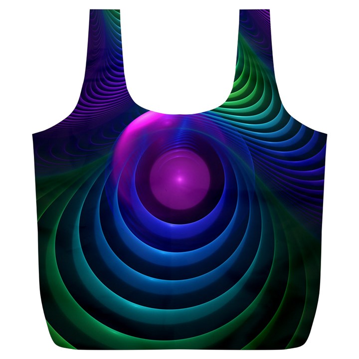 Beautiful Rainbow Marble Fractals in Hyperspace Full Print Recycle Bags (L) 