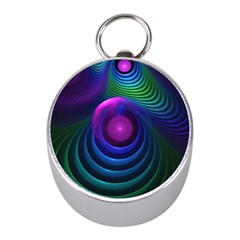 Beautiful Rainbow Marble Fractals In Hyperspace Mini Silver Compasses by jayaprime