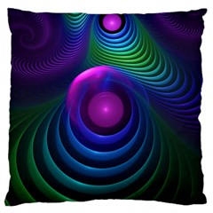 Beautiful Rainbow Marble Fractals In Hyperspace Large Flano Cushion Case (one Side) by jayaprime