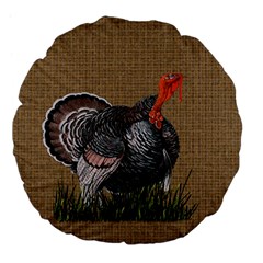 Thanksgiving Turkey Large 18  Premium Flano Round Cushions by Valentinaart