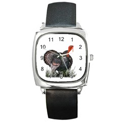 Thanksgiving Turkey Square Metal Watch