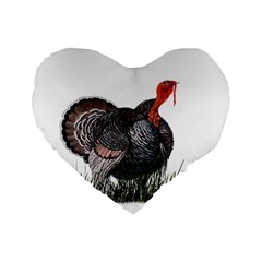 Thanksgiving Turkey Standard 16  Premium Flano Heart Shape Cushions