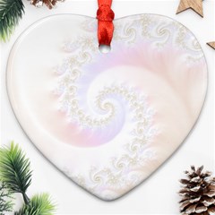 Mother Of Pearls Luxurious Fractal Spiral Necklace Ornament (heart) by jayaprime