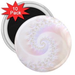 Mother Of Pearls Luxurious Fractal Spiral Necklace 3  Magnets (10 Pack)  by jayaprime