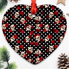 Skulls And Roses Ornament (heart) by Valentinaart