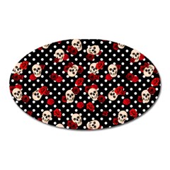 Skulls And Roses Oval Magnet by Valentinaart