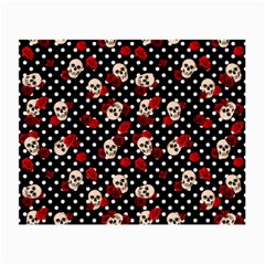 Skulls And Roses Small Glasses Cloth by Valentinaart