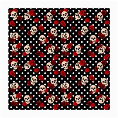 Skulls And Roses Medium Glasses Cloth (2-side) by Valentinaart