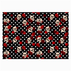 Skulls And Roses Large Glasses Cloth (2-side) by Valentinaart