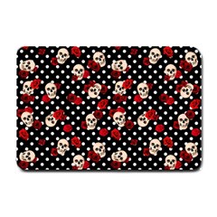 Skulls And Roses Small Doormat  by Valentinaart