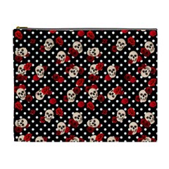 Skulls And Roses Cosmetic Bag (xl) by Valentinaart