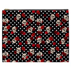 Skulls And Roses Cosmetic Bag (xxxl)  by Valentinaart