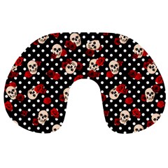 Skulls And Roses Travel Neck Pillows by Valentinaart