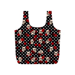 Skulls And Roses Full Print Recycle Bags (s)  by Valentinaart