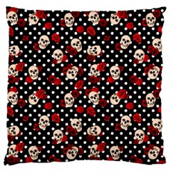 Skulls And Roses Large Flano Cushion Case (one Side) by Valentinaart