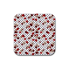 Skulls And Roses Rubber Coaster (square)  by Valentinaart