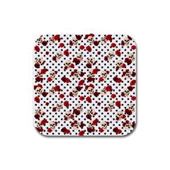 Skulls And Roses Rubber Square Coaster (4 Pack) 